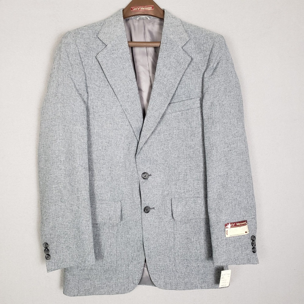 Vintage Levi's Menswear Action Suit Jacket Gray Retro 70's Style Size 36R NWT